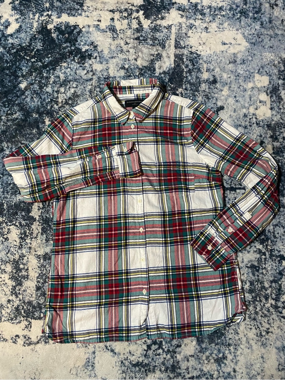 Banana Republic Women’s M Classic Fit Red Green Plaid Button Down Shirt Fall